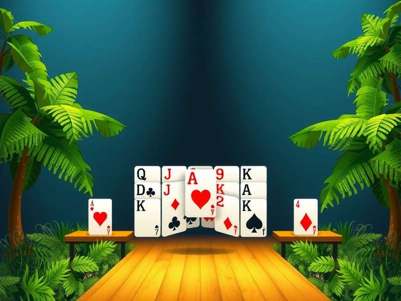 Klondike Solitaire game layout with cards arranged in classic tableau pattern