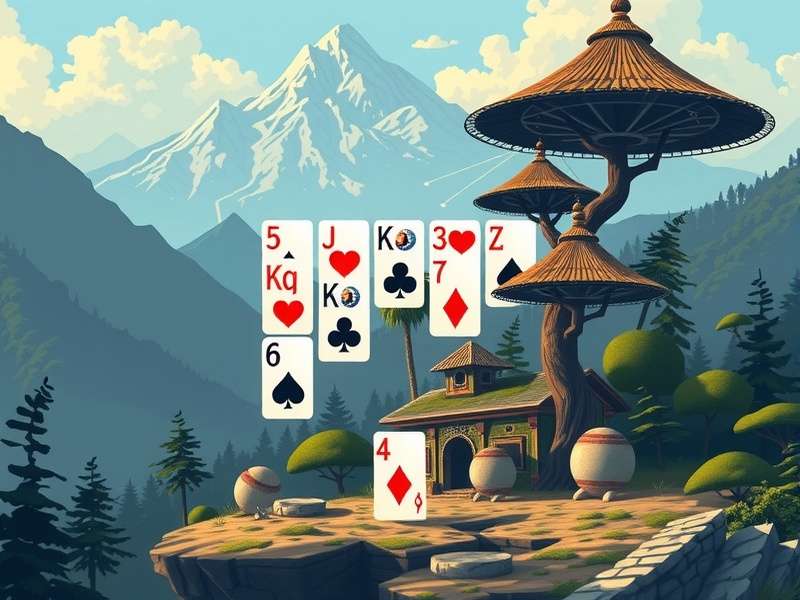 Close-up of digital Klondike Solitaire game on a computer screen