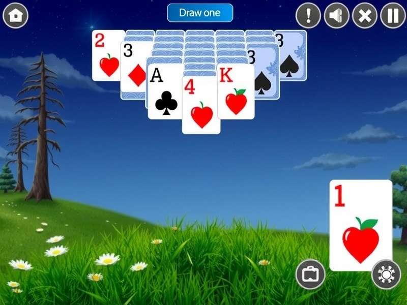 Strategic Klondike Solitaire Draw One game setup on a green felt table