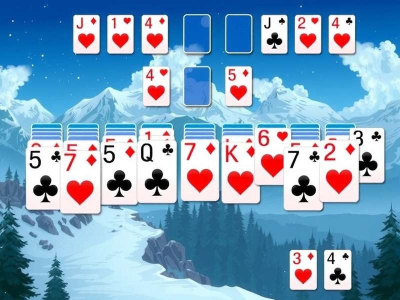 A vibrant screenshot of a Klondike Solitaire game in progress on a digital device