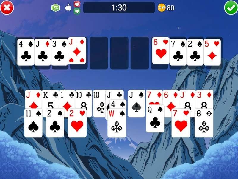 Klondike Solitaire game layout in full screen mode on a desktop computer