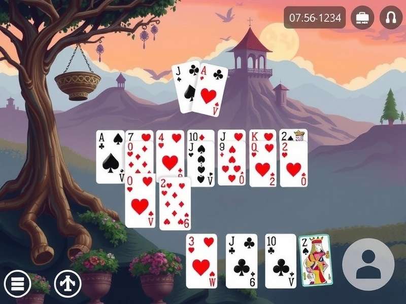 A clean digital layout of a Klondike Solitaire game in progress