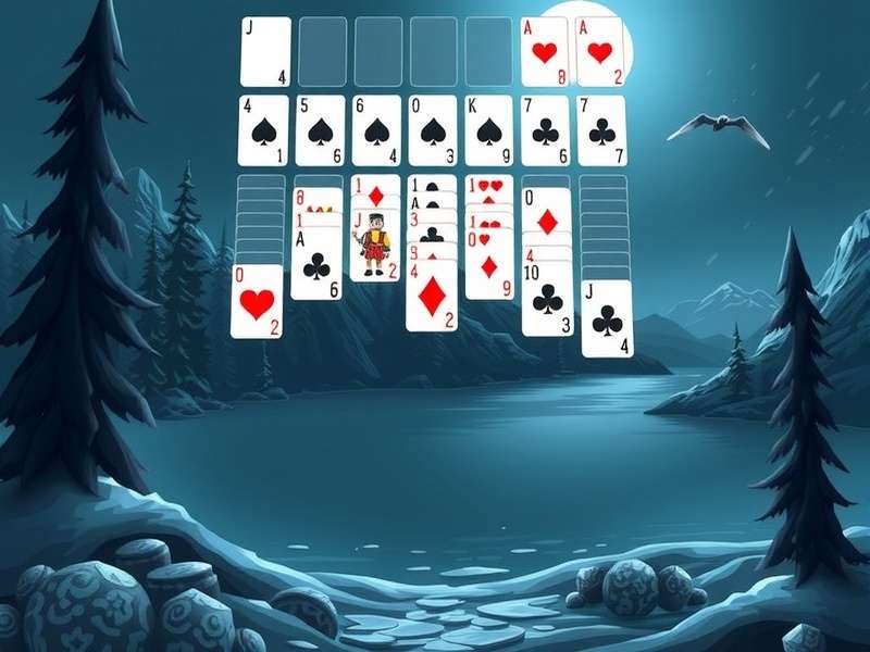 Klondike Solitaire Turn One game setup on a digital screen showing cards arranged in tableau and stock