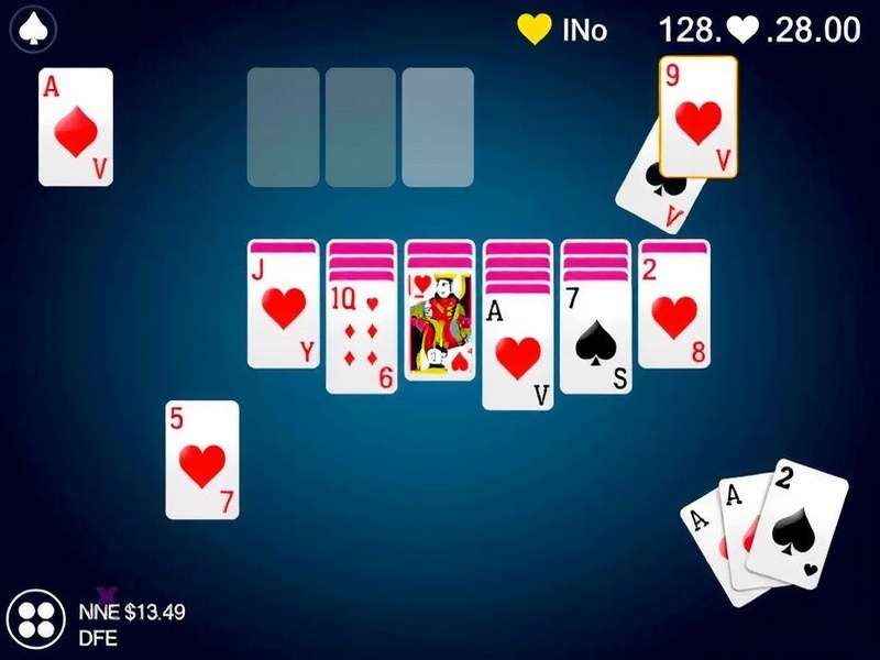 Hearts Klondike Solitaire gameplay on a mobile device in India