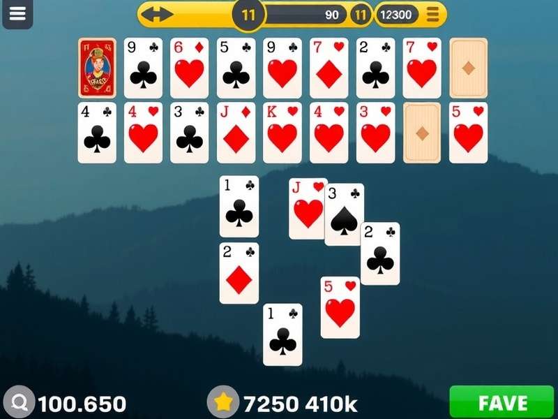 Klondike Solitaire Free Online Game – Classic card game layout with green felt background