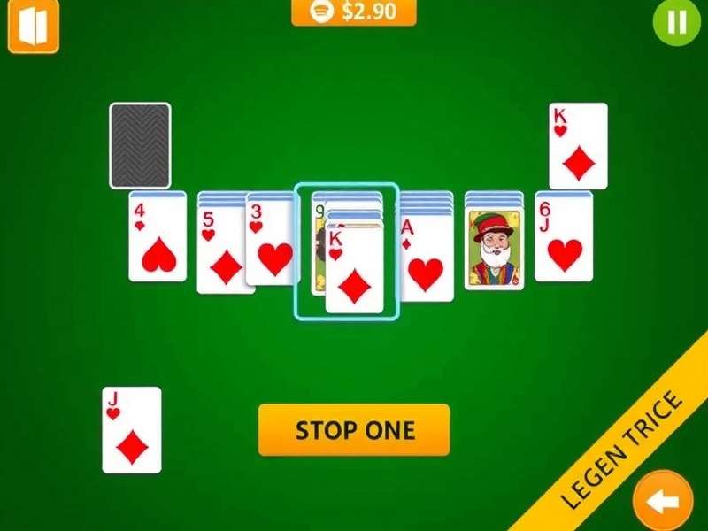 Klondike Solitaire card game setup with green felt background, Indian玩家 style