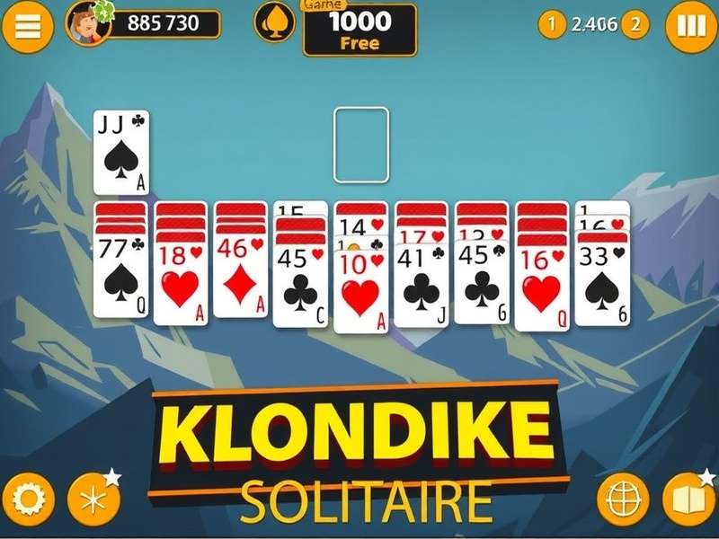 Klondike Solitaire card game setup on a wooden table with Indian decor