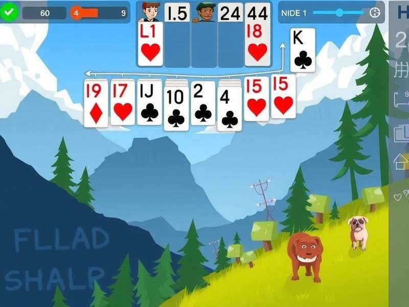 Klondike Solitaire One Turn Free game layout with cards spread on green felt
