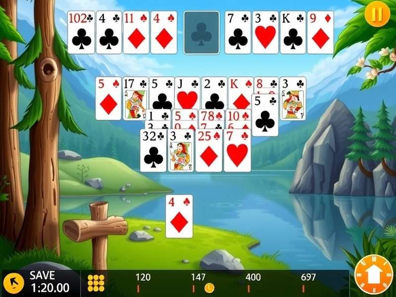 Klondike Solitaire Turn One Card Free Online game layout with cards spread across the tableau