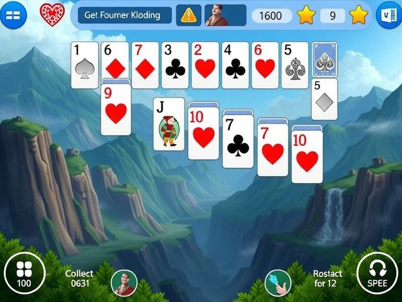 Microsoft Klondike Solitaire Free Online gameplay screenshot showing cards on green felt