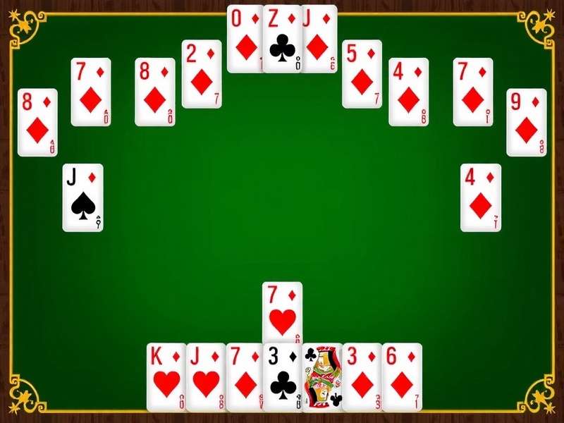 Classic Klondike Solitaire Turn Three game layout showing the tableau, stock, and foundation piles with 3-card draw