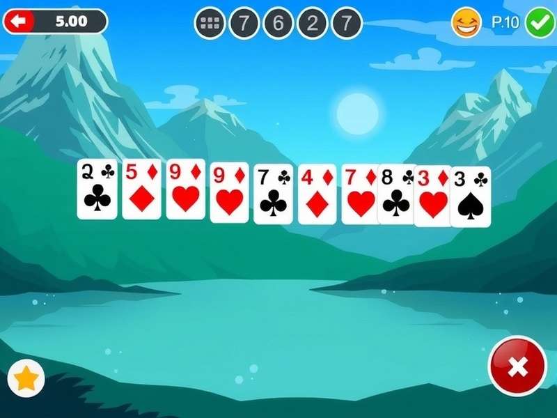 Klondike Solitaire card game setup on a green felt table