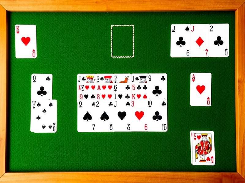 Klondike Solitaire Green Felt game layout on a digital green felt surface with cards arranged in pyramid