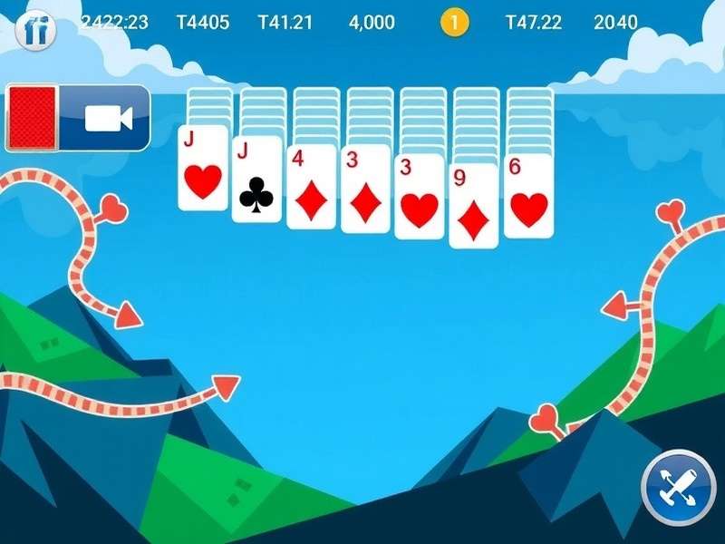 Klondike Solitaire game layout with cards spread on a wooden table in India
