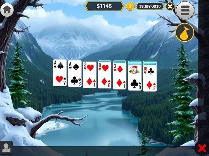 Klondike Solitaire Usa Today - Classic card game layout on a wooden table with golden light